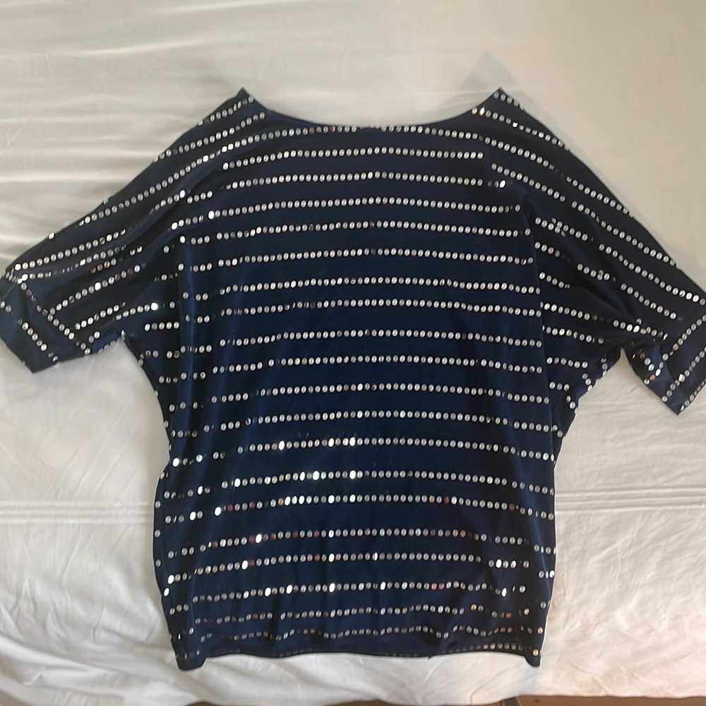 Navy w/ silver sequins top